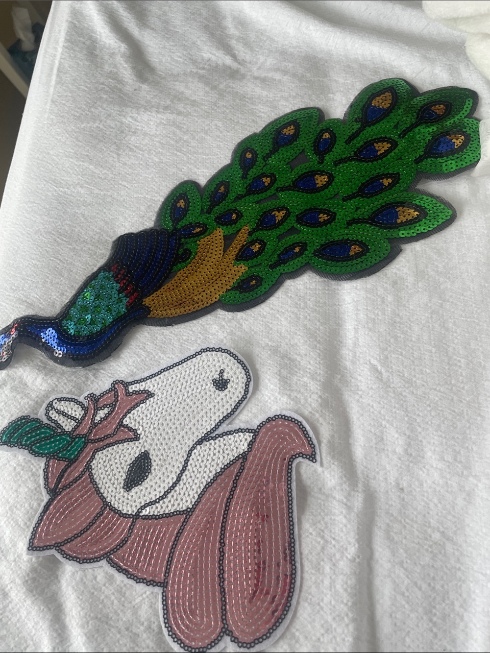 Sequin Peacock and Bunny Appliqué Tee